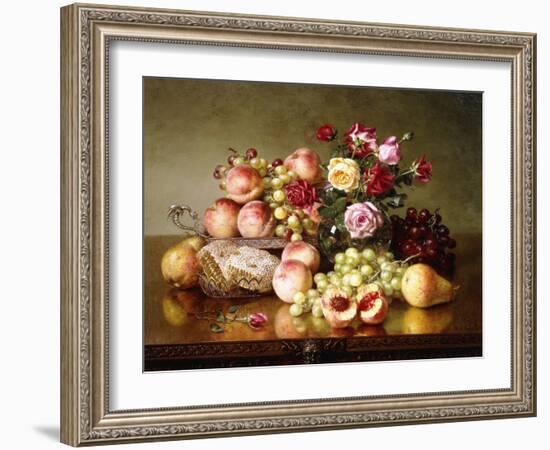 Fruit Still-Life with Roses and Honeycomb, 1904-Robert Spear Dunning-Framed Giclee Print