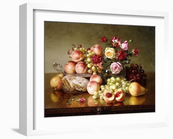 Fruit Still-Life with Roses and Honeycomb, 1904-Robert Spear Dunning-Framed Giclee Print