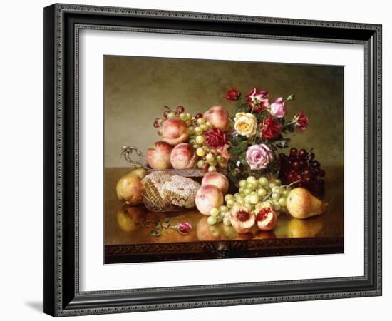 Fruit Still-Life with Roses and Honeycomb, 1904-Robert Spear Dunning-Framed Giclee Print