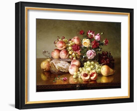 Fruit Still-Life with Roses and Honeycomb, 1904-Robert Spear Dunning-Framed Giclee Print