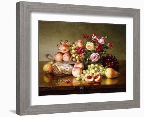 Fruit Still-life with Roses and Honeycomb. 1904-Robert Spear Dunning-Framed Giclee Print