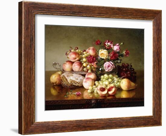 Fruit Still-life with Roses and Honeycomb. 1904-Robert Spear Dunning-Framed Giclee Print