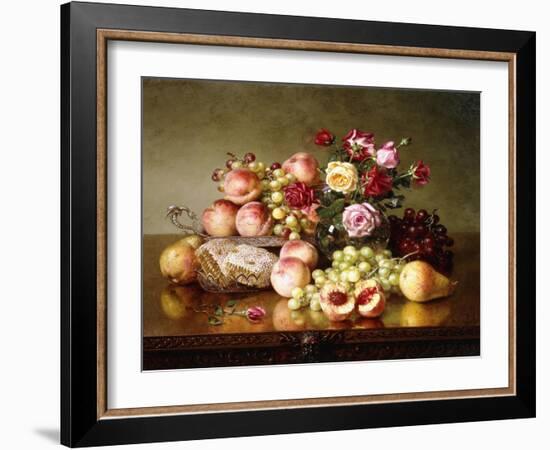 Fruit Still-life with Roses and Honeycomb. 1904-Robert Spear Dunning-Framed Giclee Print