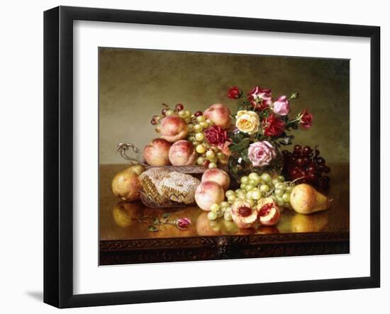 Fruit Still-life with Roses and Honeycomb. 1904-Robert Spear Dunning-Framed Giclee Print