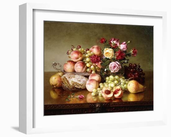 Fruit Still-life with Roses and Honeycomb. 1904-Robert Spear Dunning-Framed Giclee Print