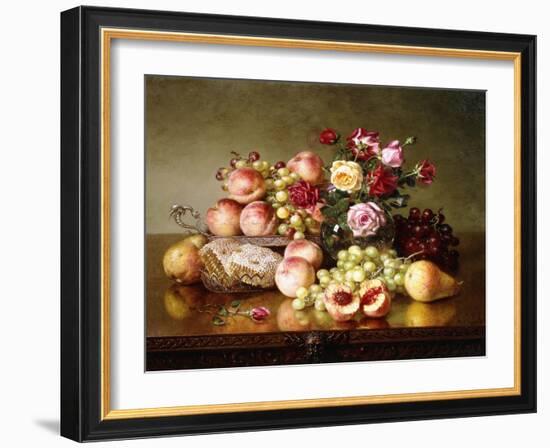 Fruit Still-life with Roses and Honeycomb. 1904-Robert Spear Dunning-Framed Giclee Print