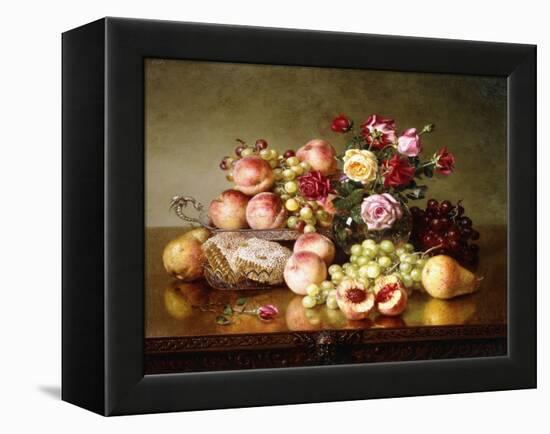 Fruit Still-life with Roses and Honeycomb. 1904-Robert Spear Dunning-Framed Premier Image Canvas