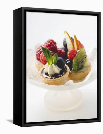 Fruit Tarts on a Pedestal Cake Stand-null-Framed Premier Image Canvas