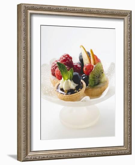 Fruit Tarts on a Pedestal Cake Stand-null-Framed Photographic Print