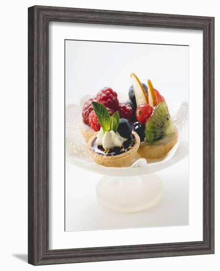 Fruit Tarts on a Pedestal Cake Stand-null-Framed Photographic Print