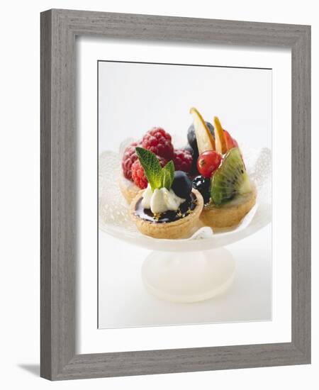 Fruit Tarts on a Pedestal Cake Stand-null-Framed Photographic Print