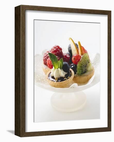 Fruit Tarts on a Pedestal Cake Stand-null-Framed Photographic Print