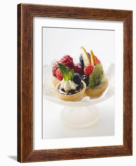 Fruit Tarts on a Pedestal Cake Stand-null-Framed Photographic Print