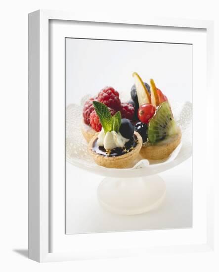 Fruit Tarts on a Pedestal Cake Stand-null-Framed Photographic Print