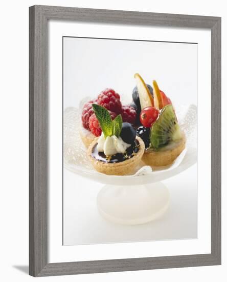 Fruit Tarts on a Pedestal Cake Stand-null-Framed Photographic Print