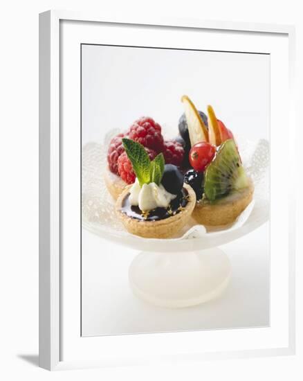 Fruit Tarts on a Pedestal Cake Stand-null-Framed Photographic Print