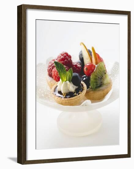 Fruit Tarts on a Pedestal Cake Stand-null-Framed Photographic Print