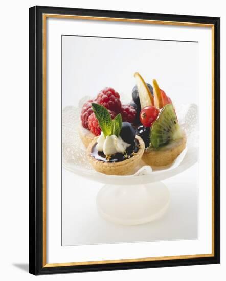 Fruit Tarts on a Pedestal Cake Stand-null-Framed Photographic Print