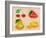 Fruit Watercolor Cherry, Lemon, Strawberry, Pear in Kraft-anna42f-Framed Art Print