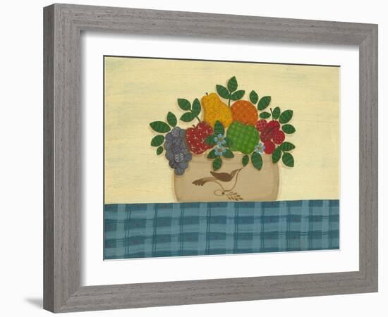 Fruit with Dark and Lt. Blue Tablecloth-Debbie McMaster-Framed Giclee Print