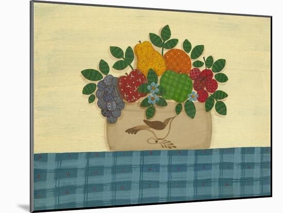 Fruit with Dark and Lt. Blue Tablecloth-Debbie McMaster-Mounted Giclee Print