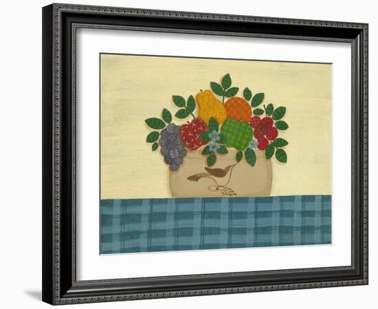 Fruit with Dark and Lt. Blue Tablecloth-Debbie McMaster-Framed Giclee Print