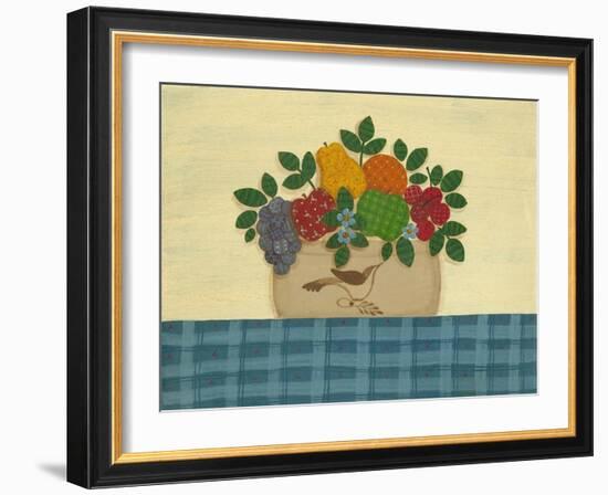 Fruit with Dark and Lt. Blue Tablecloth-Debbie McMaster-Framed Giclee Print