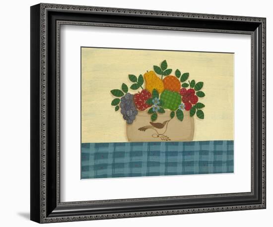 Fruit with Dark and Lt. Blue Tablecloth-Debbie McMaster-Framed Premium Giclee Print