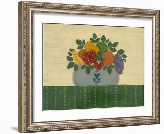 Fruit with Dark Green Tablecloth-Debbie McMaster-Framed Giclee Print