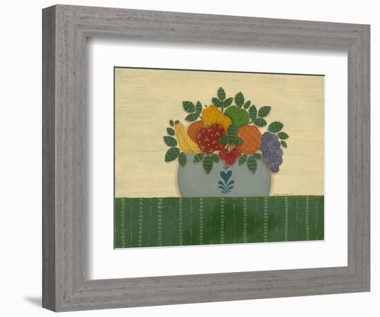 Fruit with Dark Green Tablecloth-Debbie McMaster-Framed Premium Giclee Print