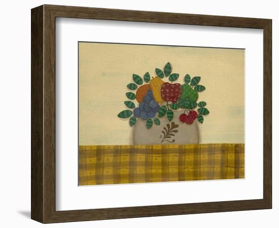 Fruit with Gold and Brown Tablecloth-Debbie McMaster-Framed Premium Giclee Print