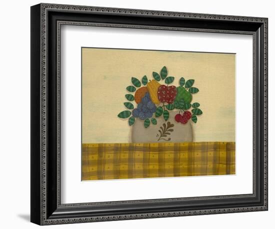 Fruit with Gold and Brown Tablecloth-Debbie McMaster-Framed Premium Giclee Print