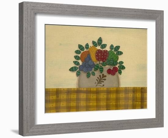 Fruit with Gold and Brown Tablecloth-Debbie McMaster-Framed Giclee Print