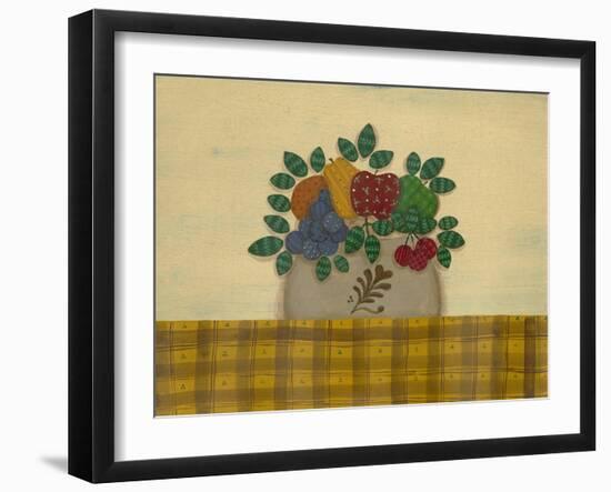 Fruit with Gold and Brown Tablecloth-Debbie McMaster-Framed Giclee Print