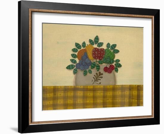 Fruit with Gold and Brown Tablecloth-Debbie McMaster-Framed Giclee Print