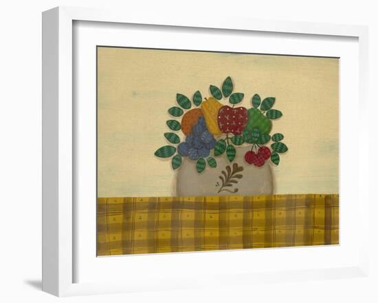 Fruit with Gold and Brown Tablecloth-Debbie McMaster-Framed Giclee Print