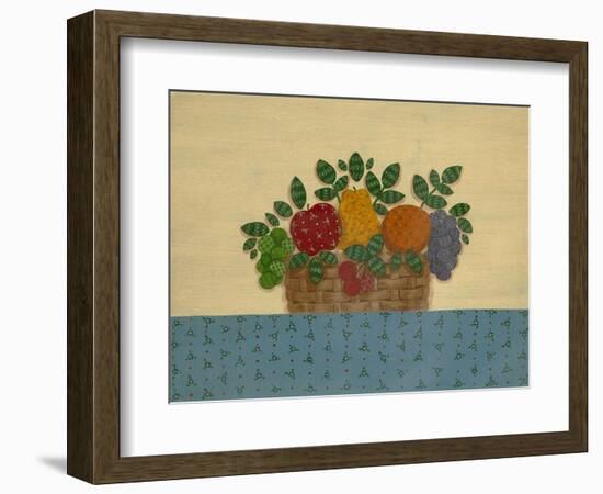 Fruit with Lt. Blue Tablecloth-Debbie McMaster-Framed Premium Giclee Print