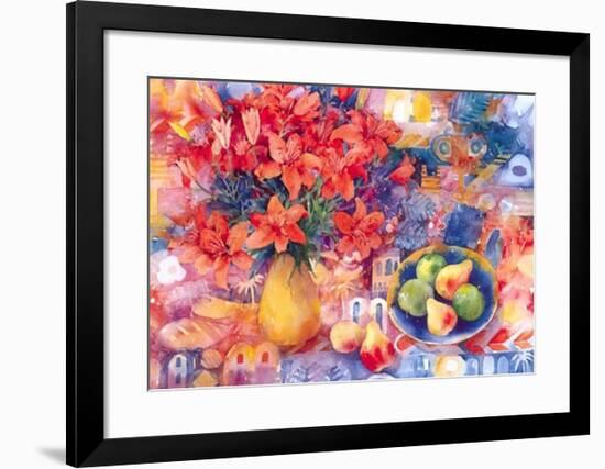 Fruit with Tiger Lilies-Mae Book-Framed Art Print