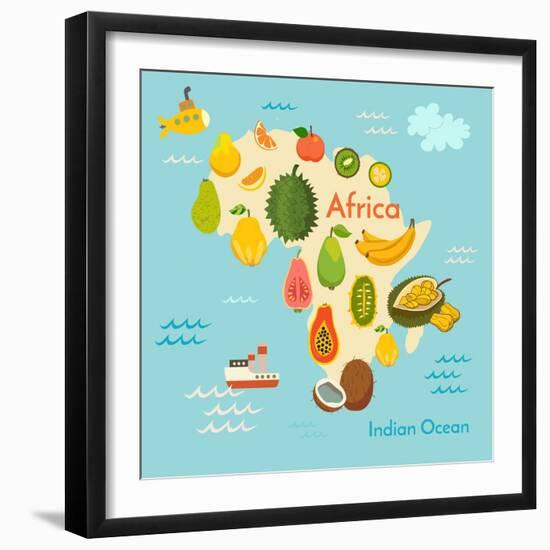 Fruit World Map Africa-coffeee_in-Framed Art Print