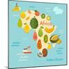 Fruit World Map Africa-coffeee_in-Mounted Art Print