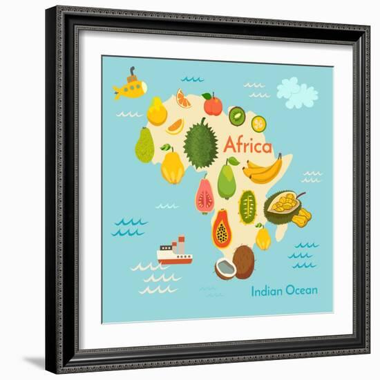 Fruit World Map Africa-coffeee_in-Framed Art Print