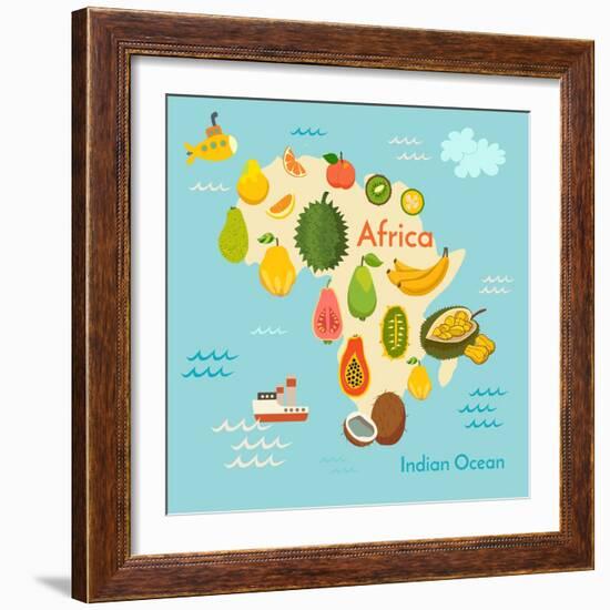 Fruit World Map Africa-coffeee_in-Framed Premium Giclee Print