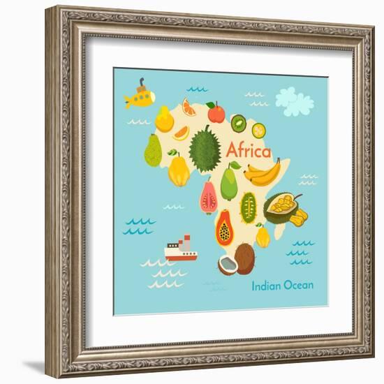 Fruit World Map Africa-coffeee_in-Framed Art Print