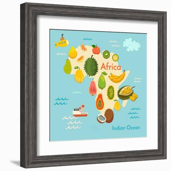 Fruit World Map Africa-coffeee_in-Framed Art Print