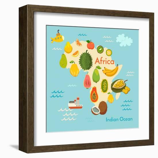 Fruit World Map Africa-coffeee_in-Framed Art Print