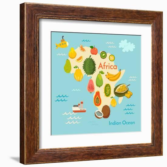 Fruit World Map Africa-coffeee_in-Framed Art Print