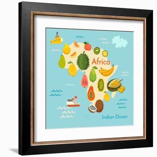 Fruit World Map Africa-coffeee_in-Framed Art Print