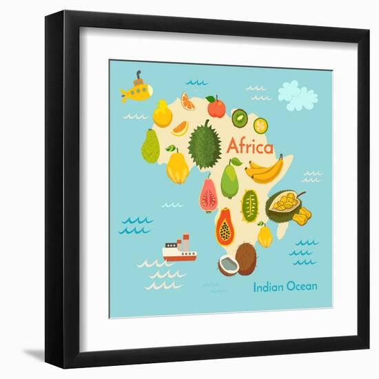 Fruit World Map Africa-coffeee_in-Framed Art Print