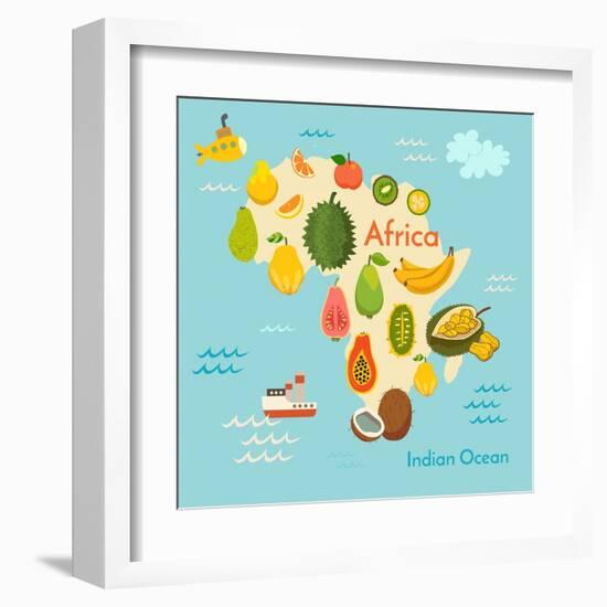 Fruit World Map Africa-coffeee_in-Framed Art Print