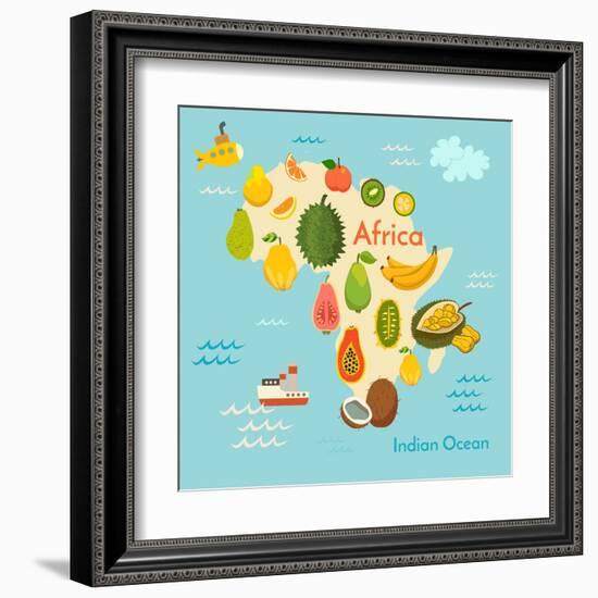 Fruit World Map Africa-coffeee_in-Framed Art Print